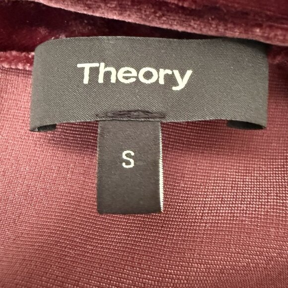 Theory Size S Mock Neck Choker Collar Velvet Top Cutout Blouse Dark Currant Red - Picture 7 of 10
